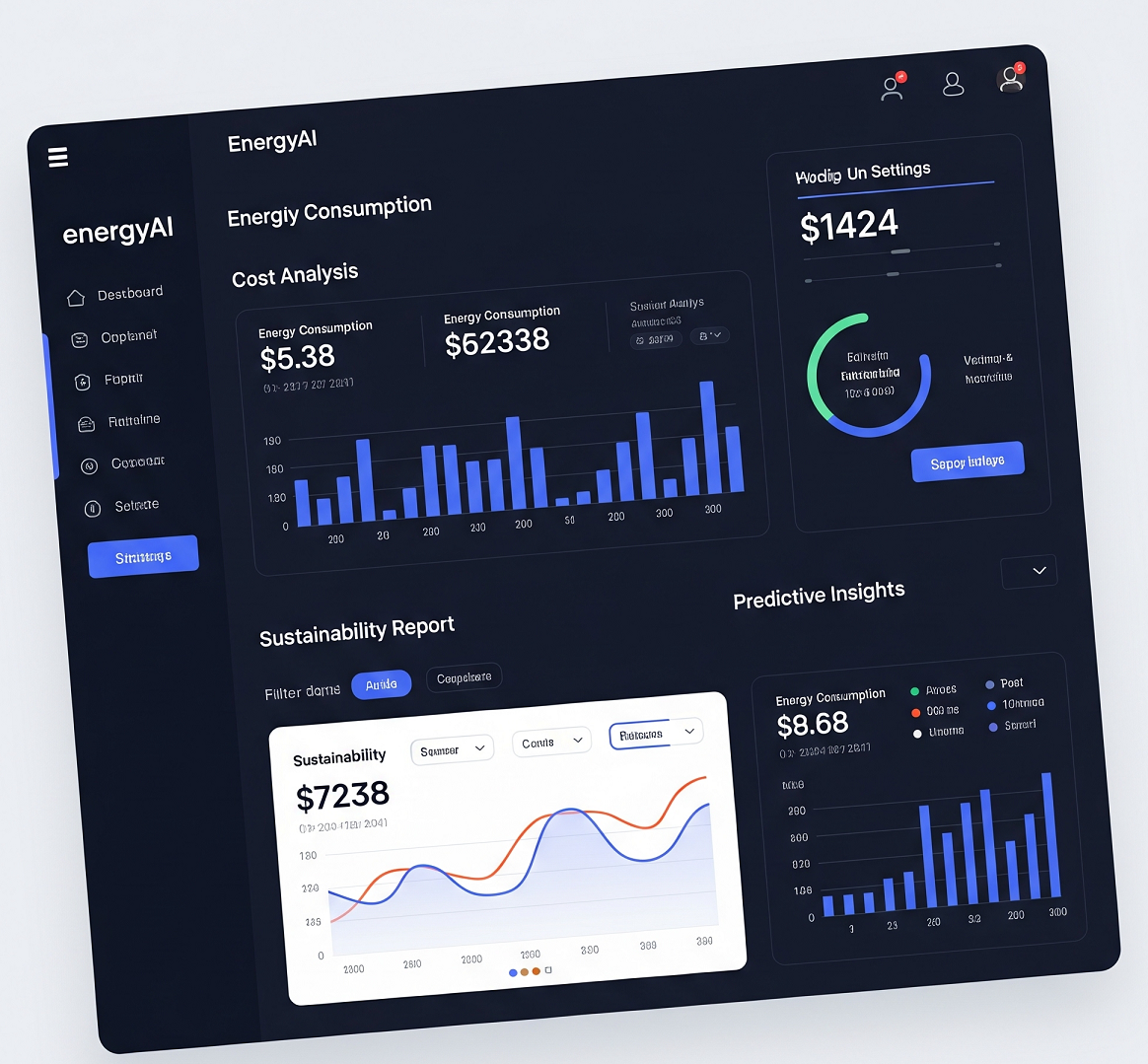 Mockup of energyAI dashboard